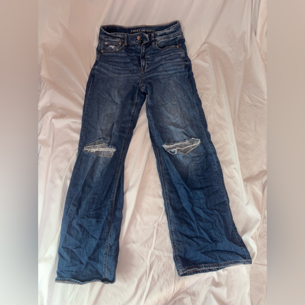 American Eagle Outfitters Women's Dark Blue Flare Jeans
